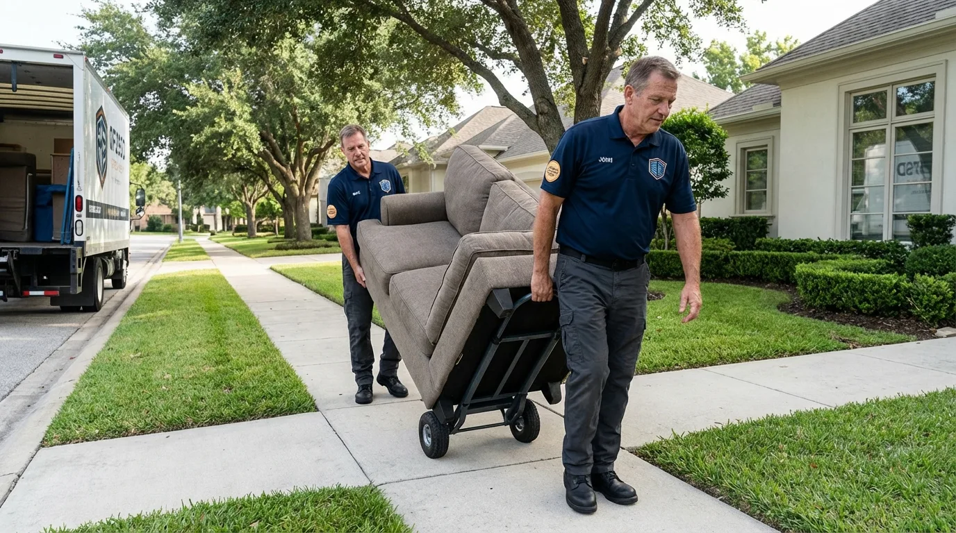 Local residential moving crew loading furniture in Inverness, CA